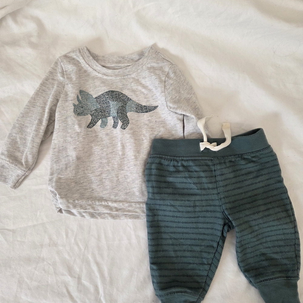Carter's Gray and Teal Dinosaur Matching Set
